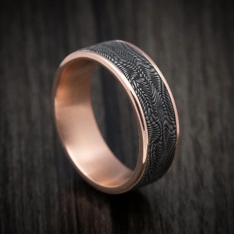 bold ruby peak ridge ring-14K Rose Gold and Snake Skin Tantalum Mens Band