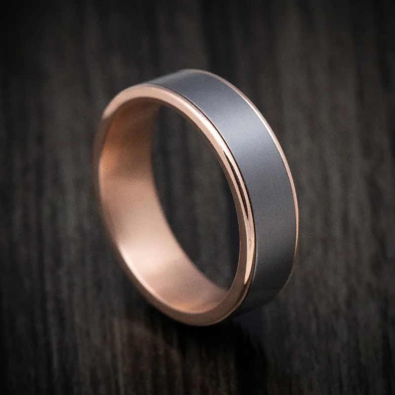 bold topaz peak ridge ring-14K Rose Gold and Tantalum Mens Ring