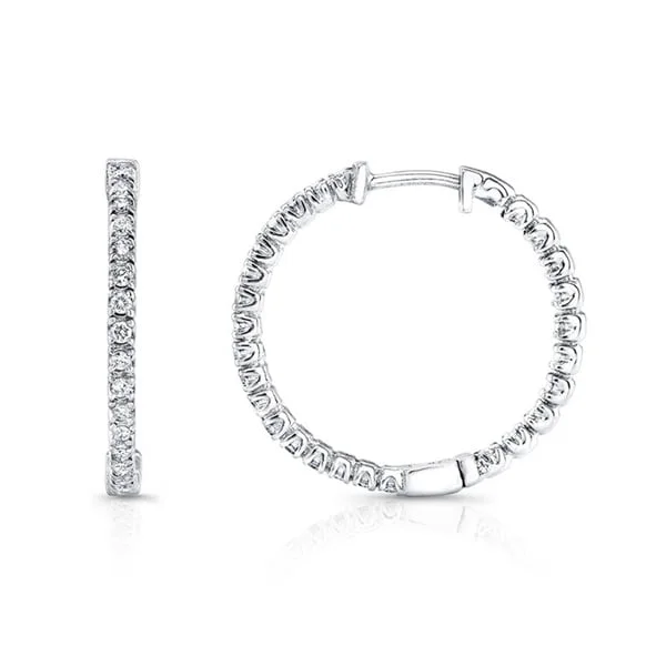 minimalist ridge peak earrings-14k White Gold 1/2ct TDW Diamond Hoop Earrings (I-J I2-I3)