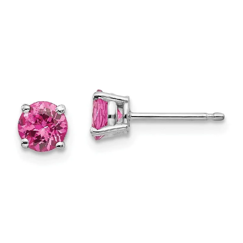 polished silver arc earrings-14k White Gold Pink Spinel Stud Earrings (L-5 mm, W-5 mm)