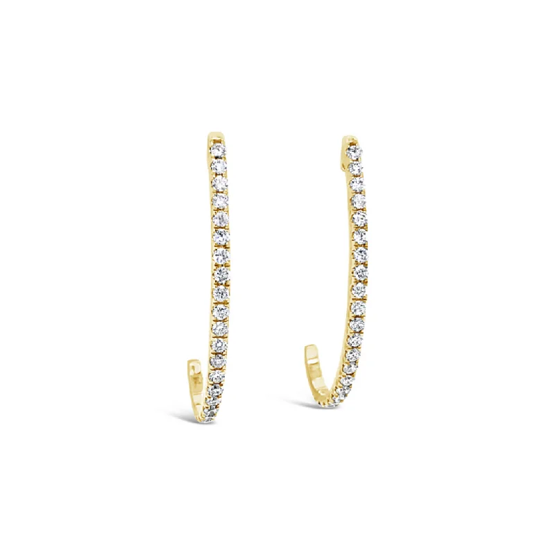 adjustable cedar ridge earrings-Diamond J-Hoop Earrings 1/2 CT