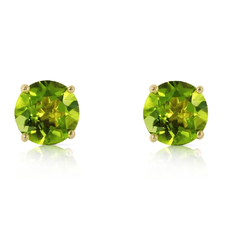 vintage-inspired opal earrings-3.1 CTW 14K Solid Gold Stud Earrings Natural Peridot