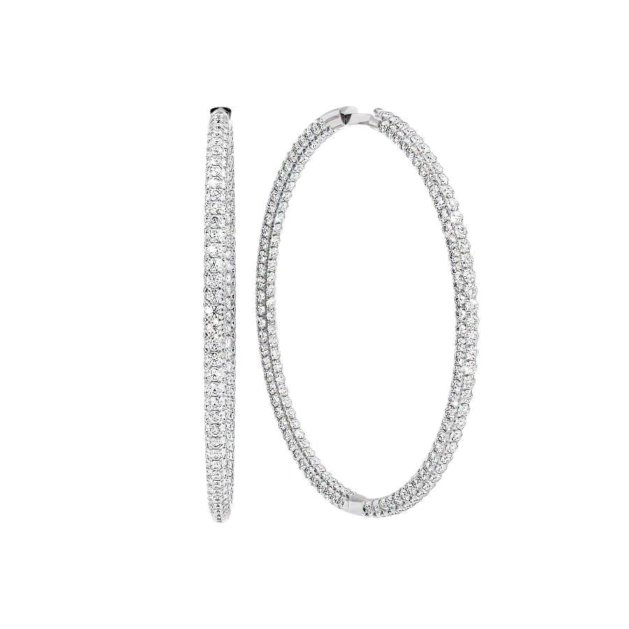 artisan-crafted rose earrings-40mm 3D Pave Hoops