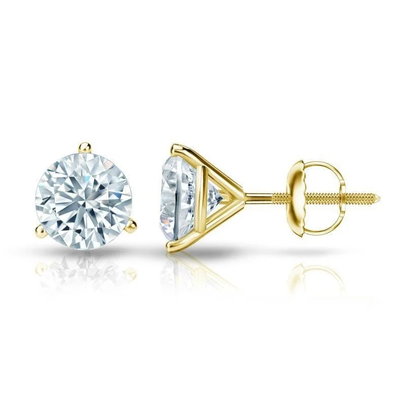 adjustable summit crest earrings-Auriya 1 1/2ctw 3 Prong Martini Set Round Diamond Stud Earrings 14K Gold GIA Certified