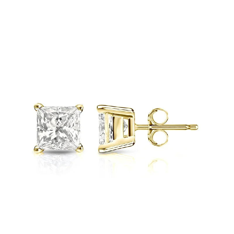 inscribed legacy stud earrings-Auriya 14k Gold 1ctw Princess-cut Diamond Stud Earrings (I-J, I1-I2)