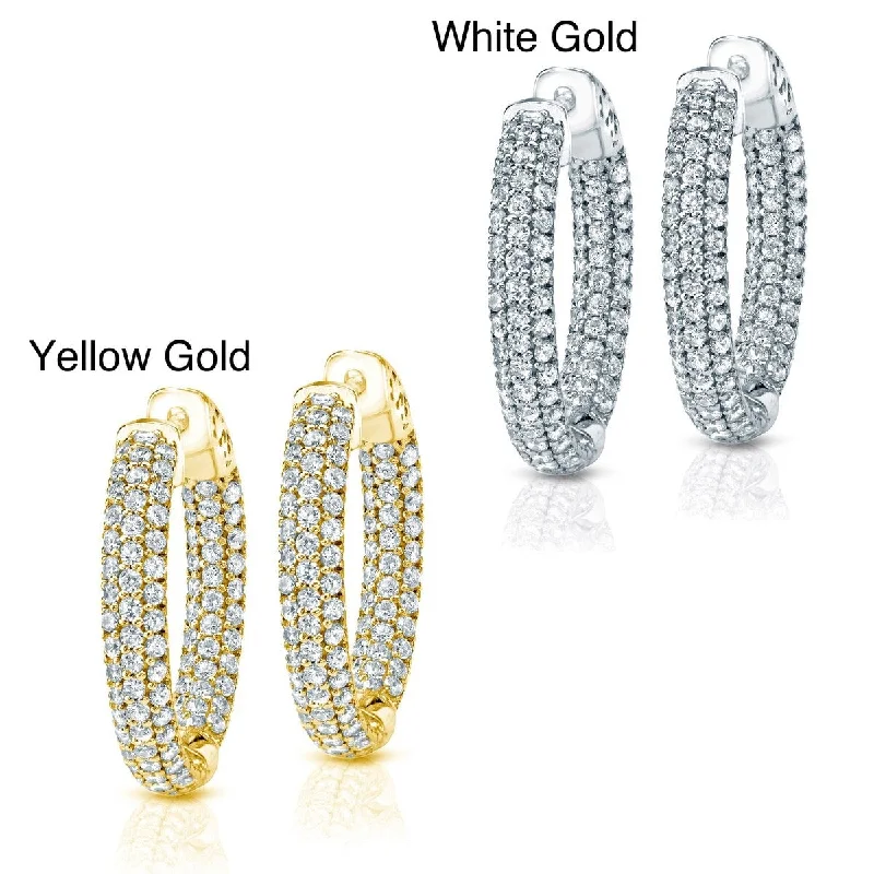 minimalist summit peak earrings-Auriya 14k Gold 4 1/2ctw Medium Pave Diamond Hoop Earrings - 1.25-inch (H-I, SI1-SI2)