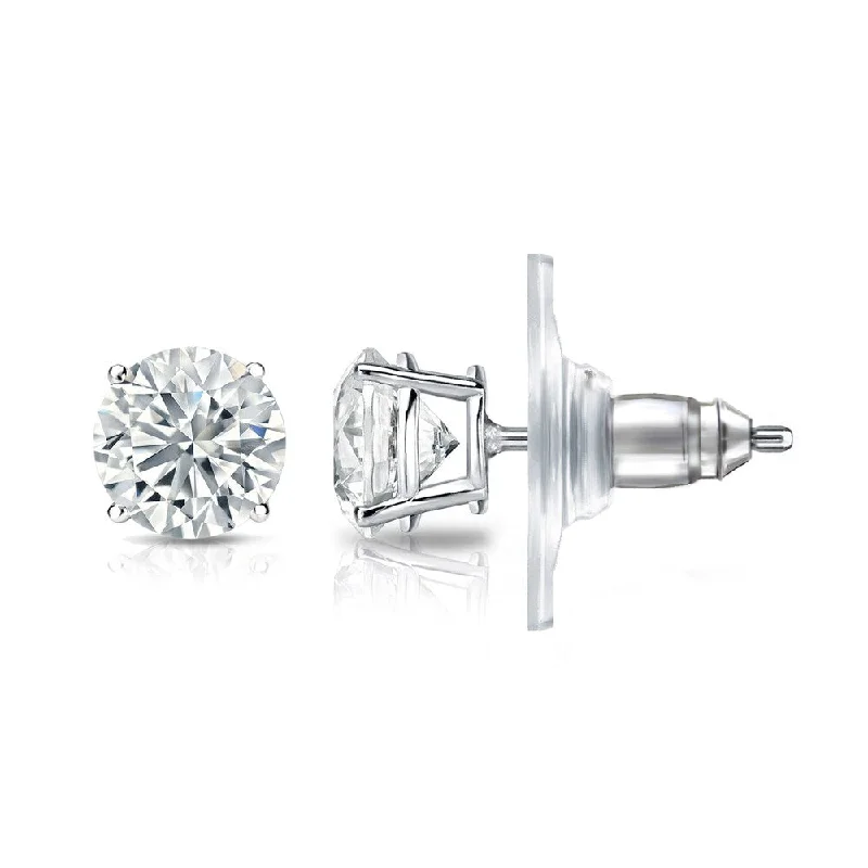 minimalist apex peak earrings-Auriya 14k Gold GIA Certified 3.20 ct. TDW Secure-Lock Round Diamond Stud Earrings