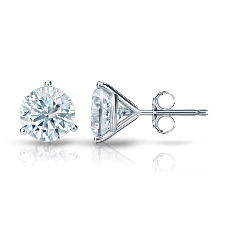 nature-themed apex ridge earrings-Auriya 2ctw 3 Prong Martini Set Round Diamond Stud Earrings 14K Gold GIA Certified