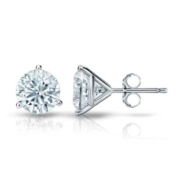 gothic-inspired eagle claw earrings-Auriya Platinum 1 3/4ctw 3 Prong Martini Set Round Diamond Stud Earrings GIA Certified