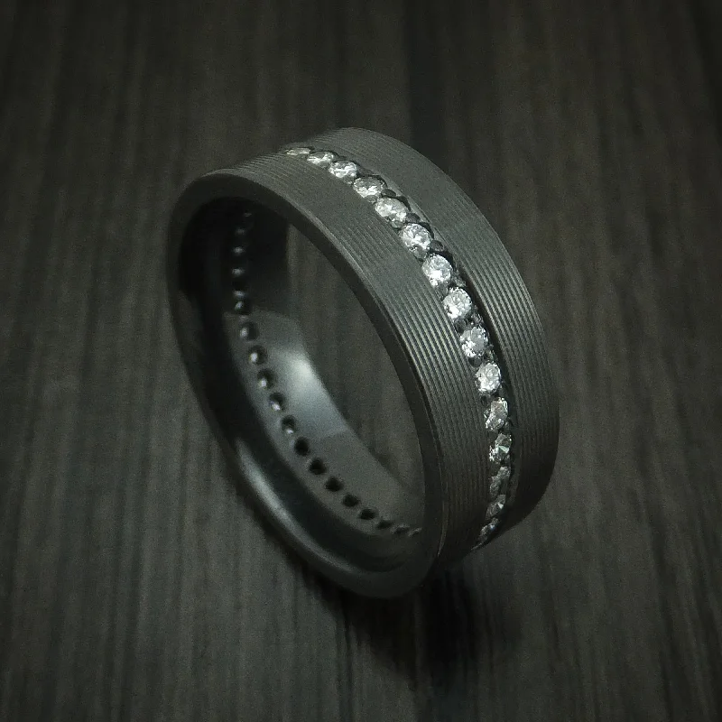 bohemian apex peak ring-Black Zirconium And Lab Diamonds Eternity Men's Ring Custom Made Band