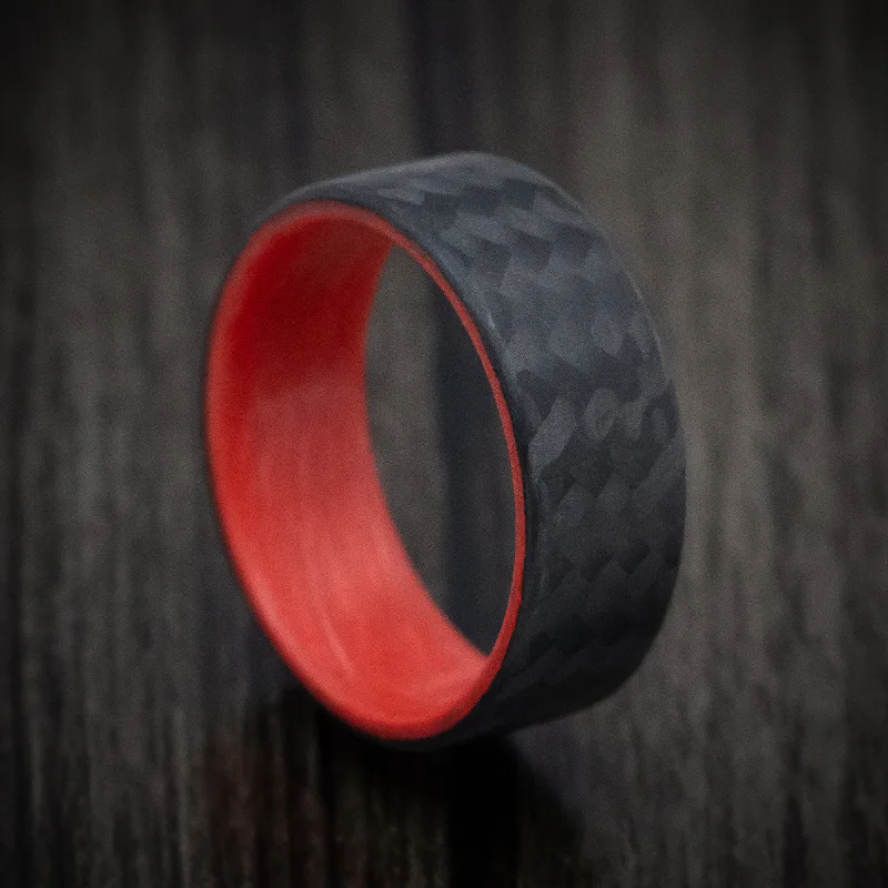 adjustable ridge peak ring-Carbon Fiber Men's Ring with Red Glow Sleeve