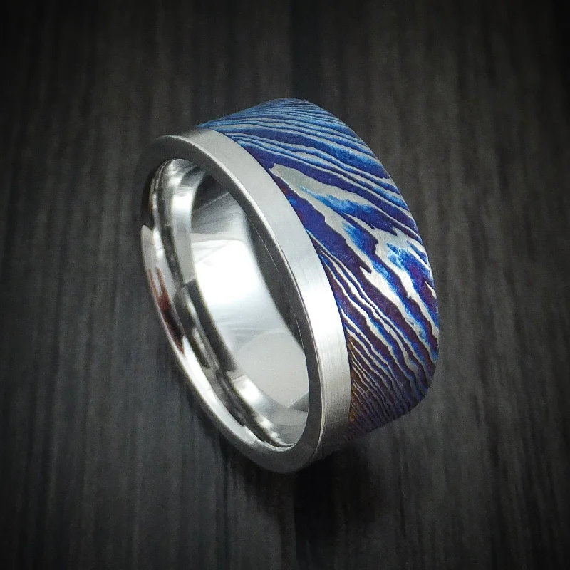 inscribed legacy ring-Cobalt Chrome and Kuro-Ti Twisted Titanium Etched and Heat-Treated Men's Ring Custom Made Band