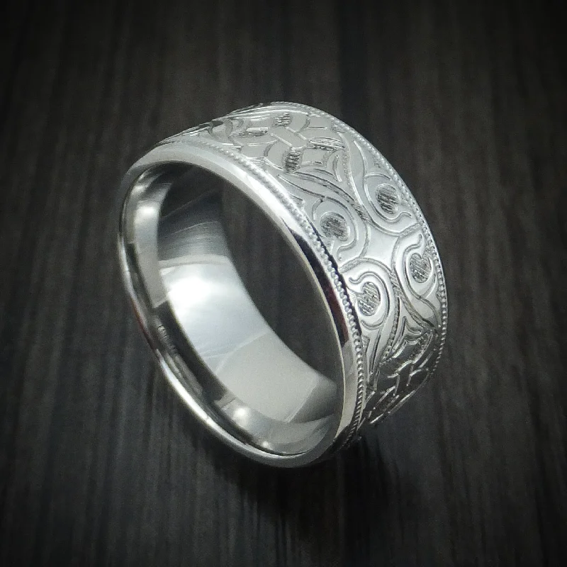 inscribed devotion ring-Cobalt Chrome Floral Design Men's Ring Custom Made