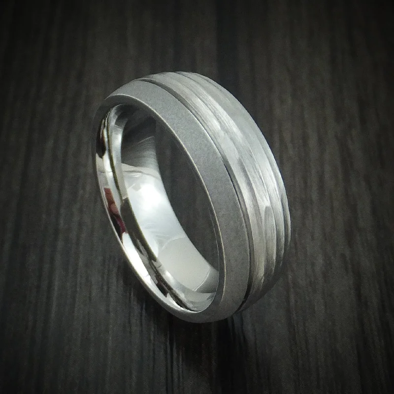 polished silver tier ring-Cobalt Chrome Two Tone Finish Men's Band