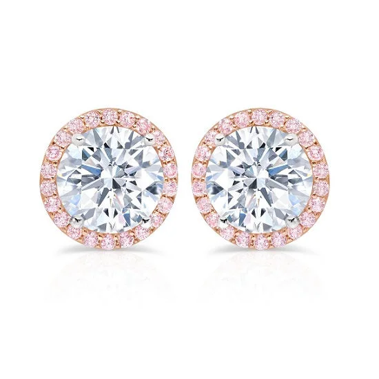 bold opal peak ridge earrings-Crislu Platinum Plated Sterling Silver Round Cubic Zirconia Halo Stud Earrings