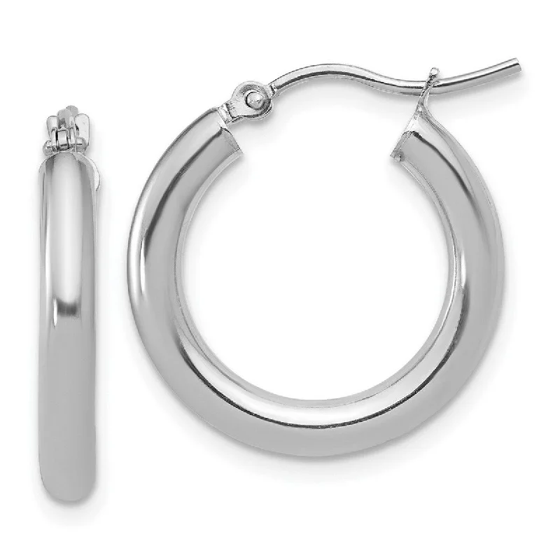 bold sapphire peak ridge earrings-Curata 10k White Gold Polished 3x20mm Classic Hoop Earrings