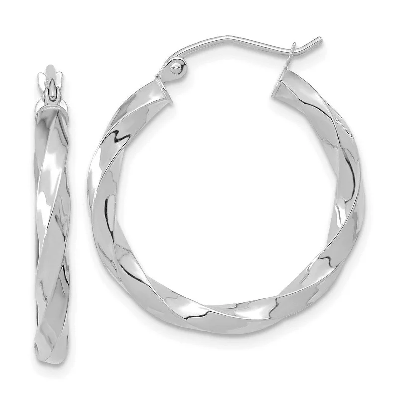 inscribed devotion drop earrings-Curata 10k Yellow or White Gold Polished 3x26.61mm Twisted Hoop Earrings