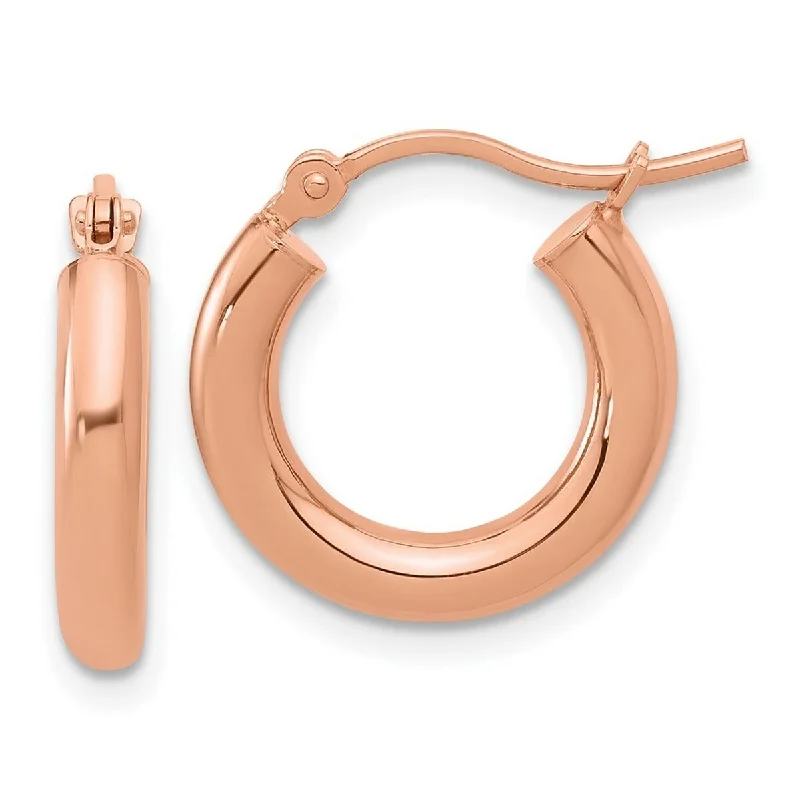 bohemian glyph earrings-Curata 14k Rose Gold 3x17mm Polished Classic Hoop Earrings