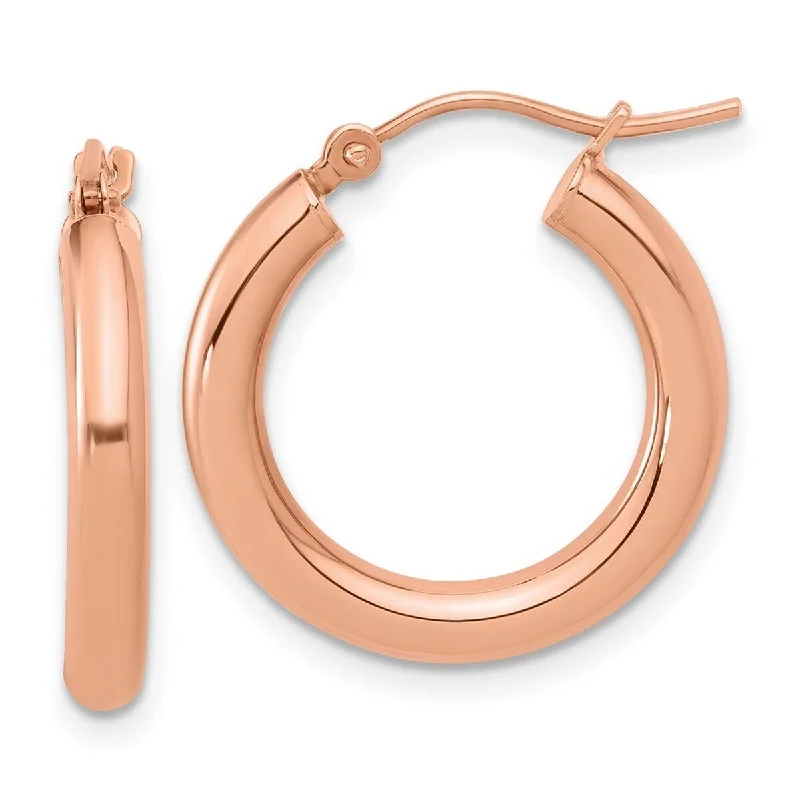 adjustable apex peak earrings-Curata 14k Rose Gold 3x20mm Polished Classic Hoop Earrings