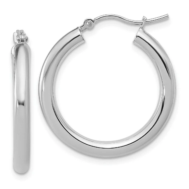 artisan-crafted silver earrings-Curata 14k White Gold 3x26mm Polished Classic Hoop Earrings