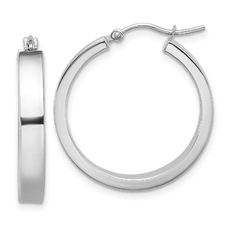 adjustable twig ridge earrings-Curata 14k White Gold Polished 4x22mm Hoop Earrings