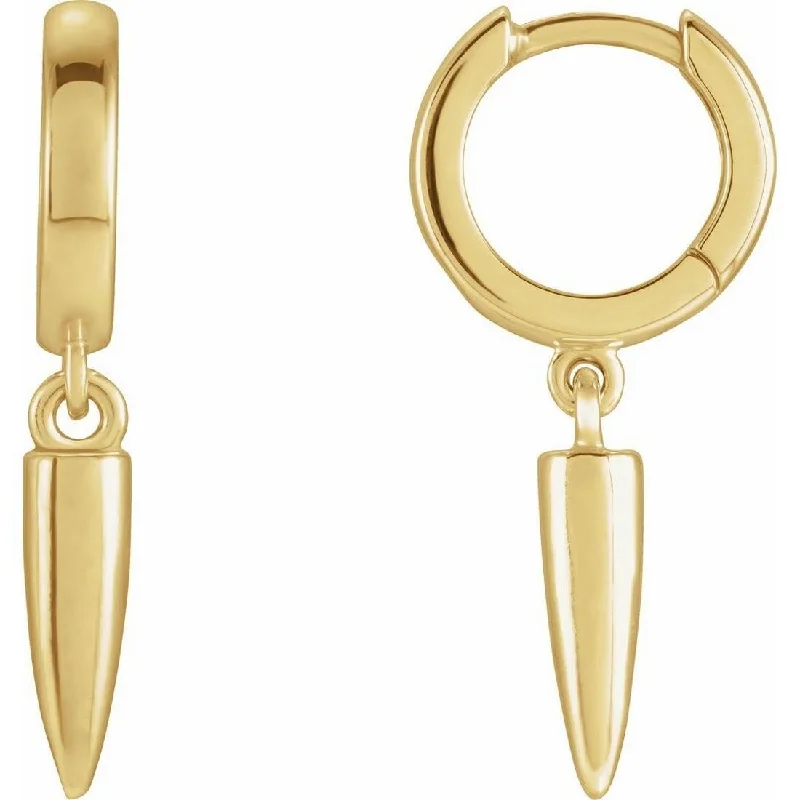 bold opal peak ridge earrings-Curata 14k Yellow Gold Hinged Posts Polished Hinged Hoop Dangle Earring