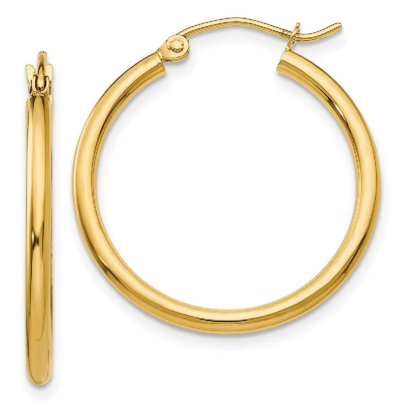 dazzling trillion-cut stud earrings-Curata 14k Yellow Gold Polished Lightweight 2x25mm Tube Hoop Earrings