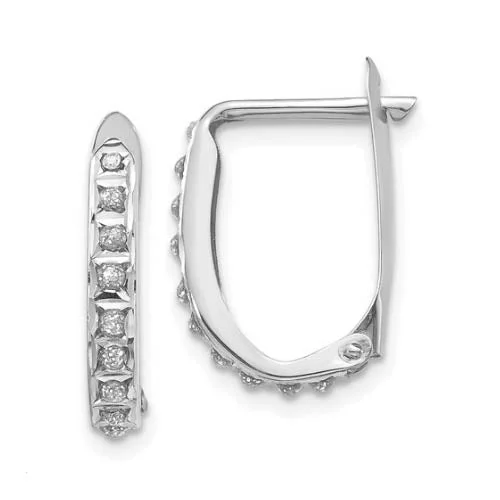 bohemian crest peak earrings-Diamond Fascination 14KT White Gold 15MM Diamond Accent Hoop Earrings