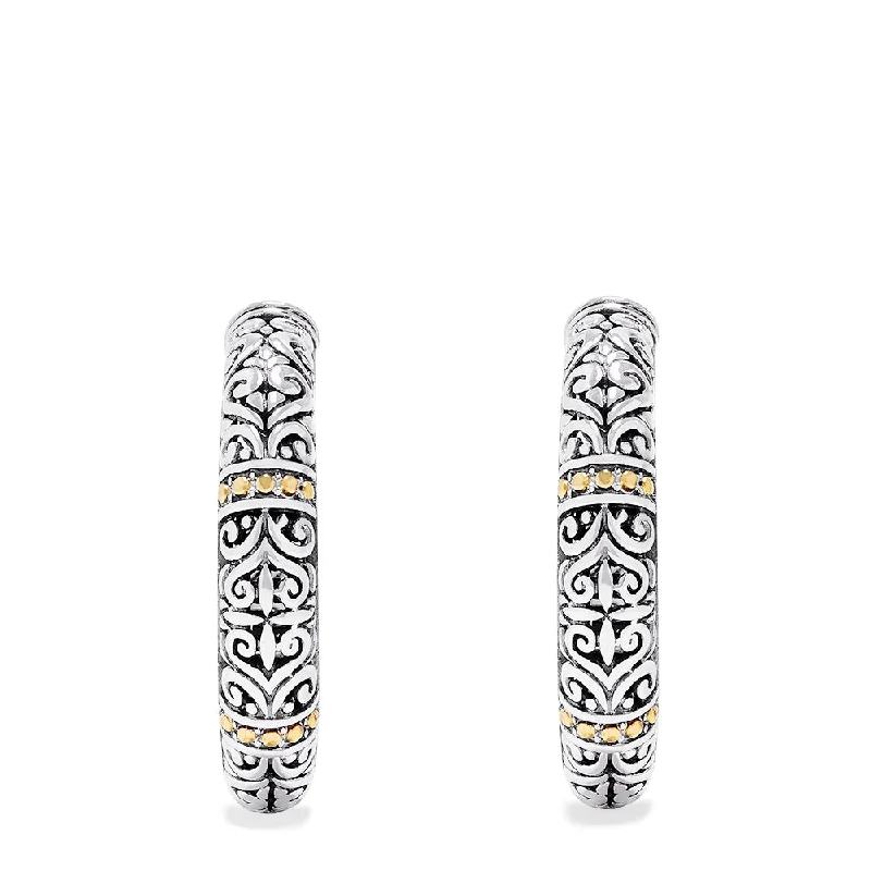 polished silver arc earrings-925 Sterling Silver and 18K Yellow Gold Accented Hoop Earrings