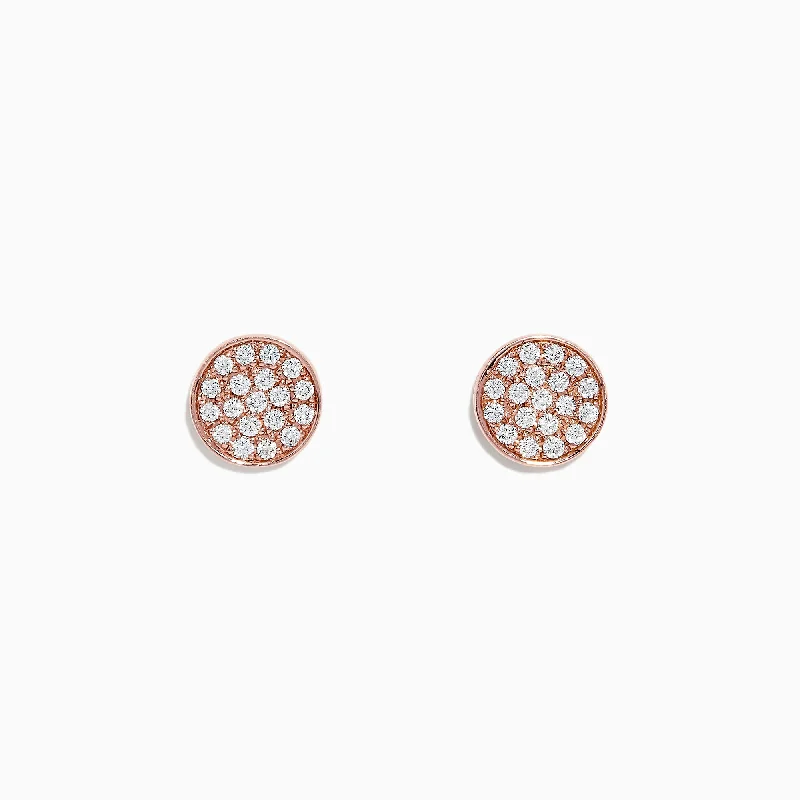 bohemian apex peak earrings-Pave Classica 14K Rose Gold Diamond Stud Earrings, 0.38 TCW