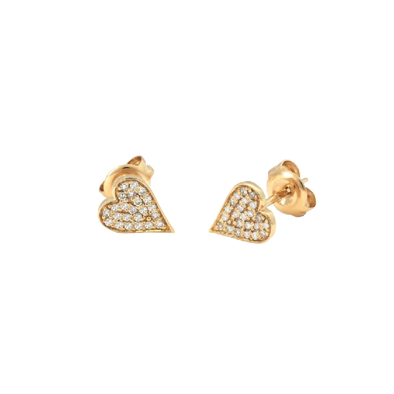 minimalist summit peak earrings-Full Heart Diamond Studs