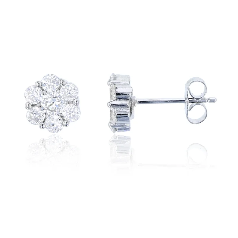 adjustable ridge peak earrings-Luxe Layers Sterling Silver Cubic Zirconia Stud Earrings