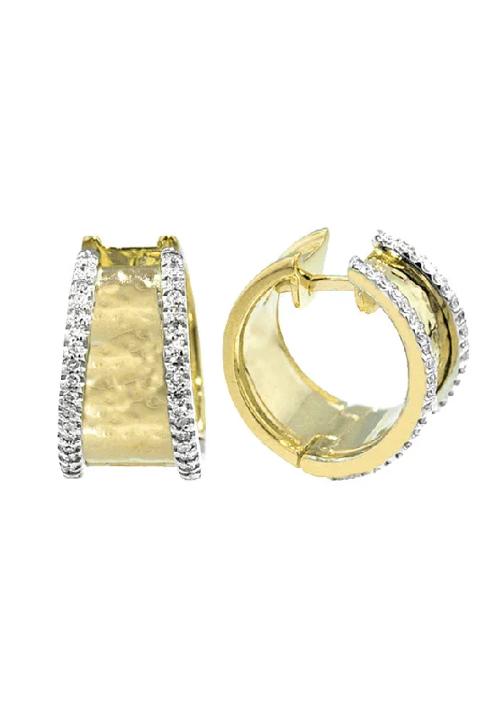 bohemian apex peak earrings-D'Oro 14K Two Tone Diamond Hoop Earrings, 0.40 TCW