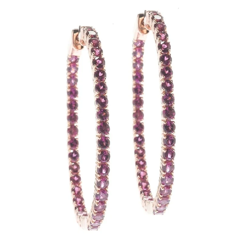 bold hexagonal opal earrings-Multi-gemstone Rhodolite Inside-out 1.75-inch Hoop Earrings