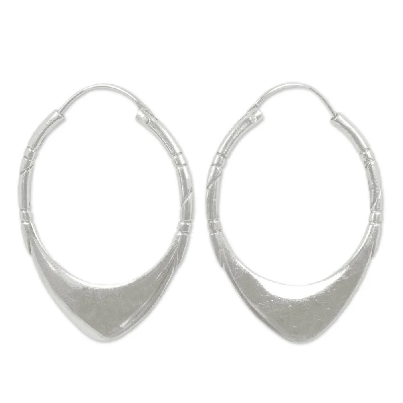 minimalist apex ridge earrings-NOVICA Handmade Boomerang Sterling Silver Silver Hoop Earrings - 1.6*1.2