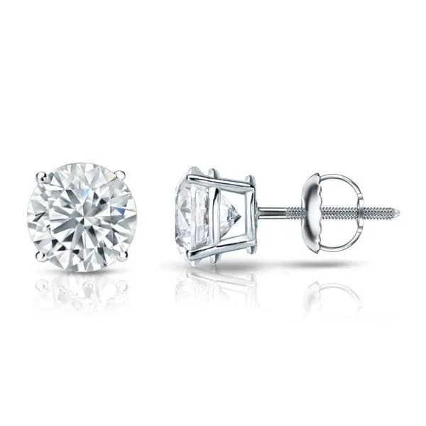 adjustable ridge peak earrings-Platinum Round 1 1/4ct TDW GIA Certified Diamond Stud Earrings by Auriya