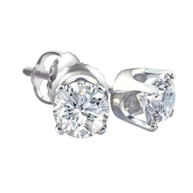 vintage-style sunstone earrings-Premiere 1/5 CTW Diamond Solitaire Stud Earrings in 14KT White Gold