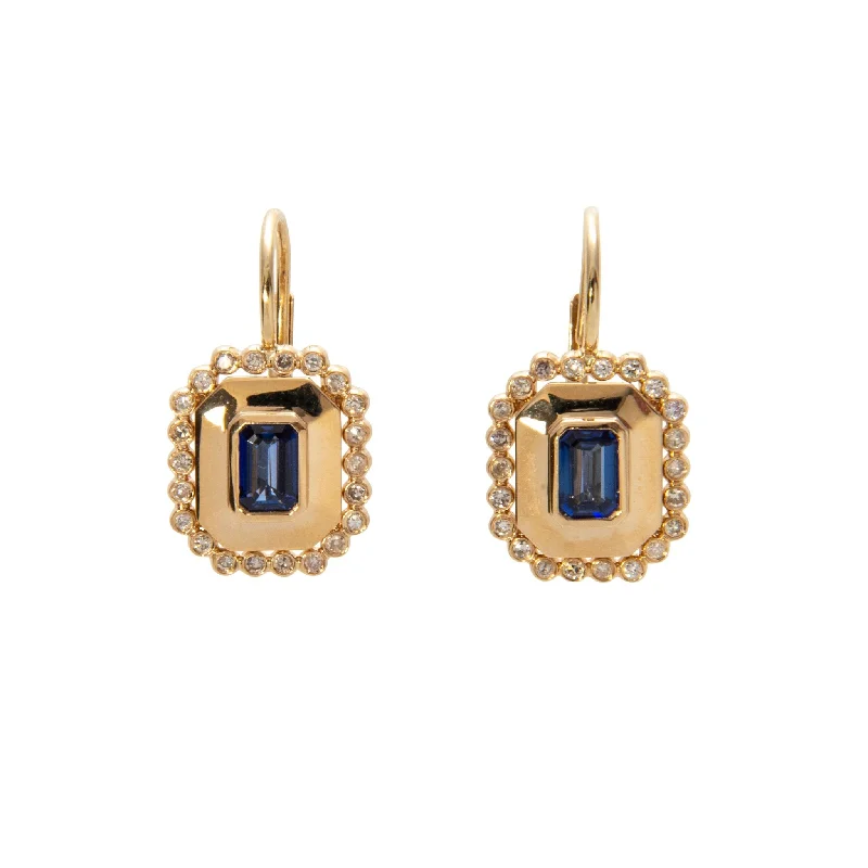 gothic-inspired hawk talon earrings-Sapphire & Diamond 14K Yellow Gold Earrings