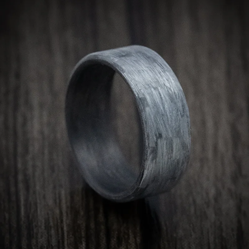 artisan-crafted rose ring-Silver Texalium Men's Ring with Carbon Fiber Sleeve