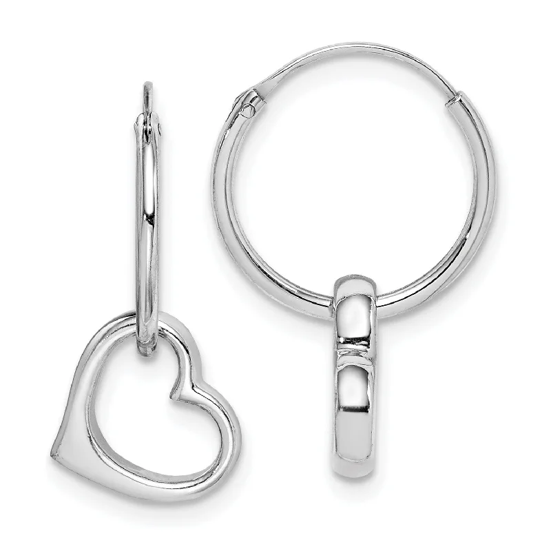 modern elevated drop earrings-Sterling Silver Heart Hoop Earrings