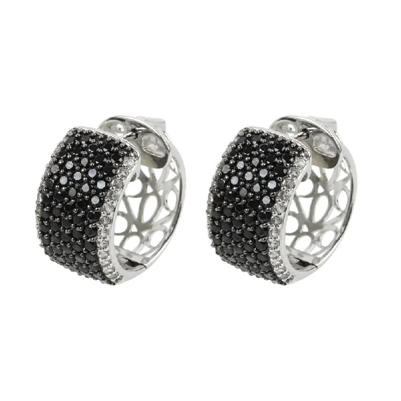 inscribed lineage stud earrings-Sterling Silver Pave Spinel Wide Hoop Earrings