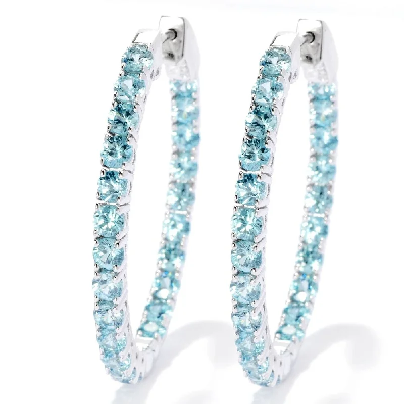 polished rose tier earrings-Sterling Silver Zircon Oval Hoop Earrings