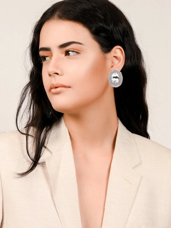 bohemian summit peak earrings-Odette Women Silver Metal Earrings