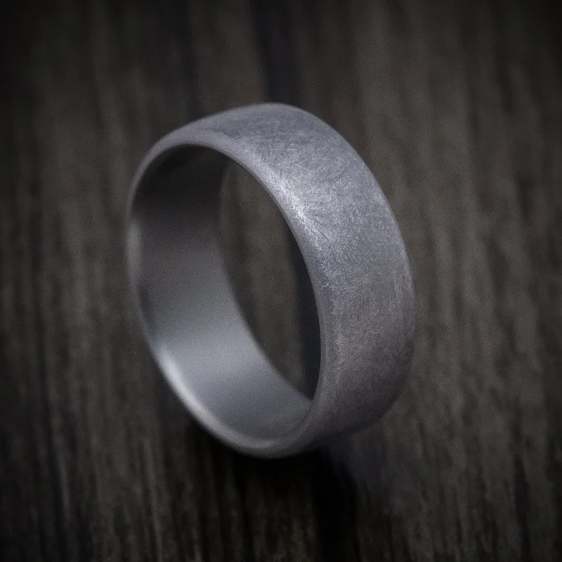 minimalist summit peak ring-Tantalum Band with Swirled Finish Mens Band