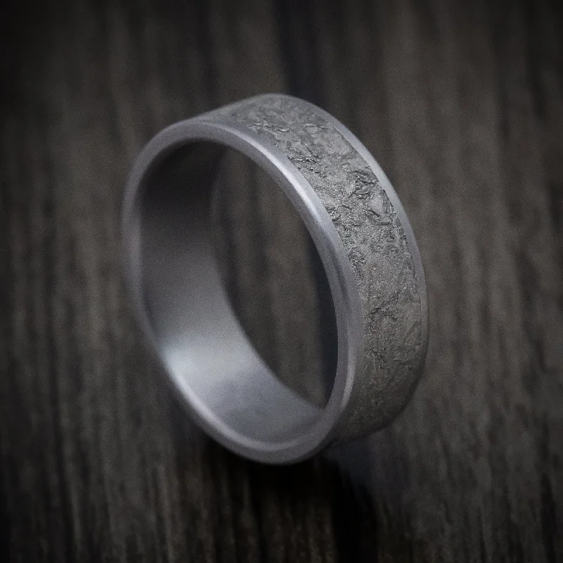 inscribed eternity ring-Tantalum Mens Ring with Splatter Finish Center