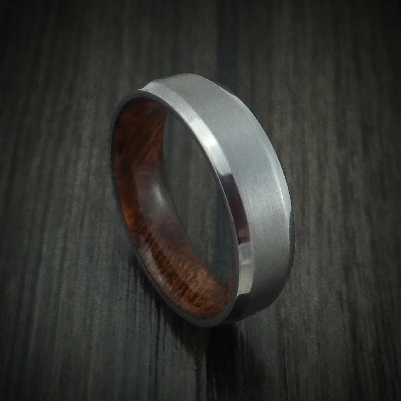 floral inset sapphire ring-Tantalum Men's Ring with Wood Sleeve Custom Made Band