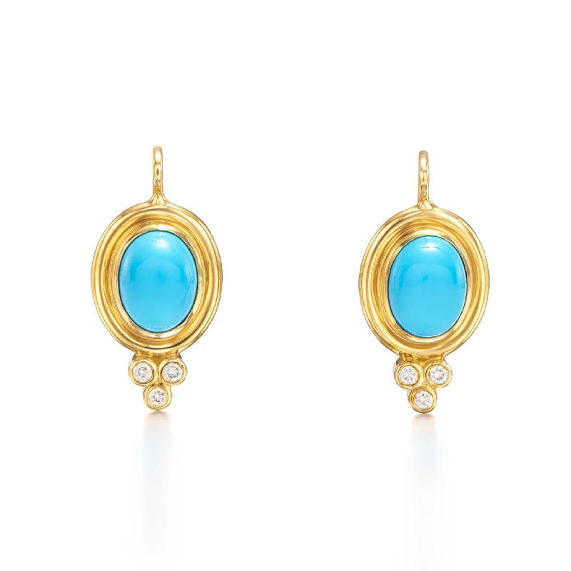 inscribed eternity drop earrings-Temple St. Clair Turquoise Classic Temple Earrings