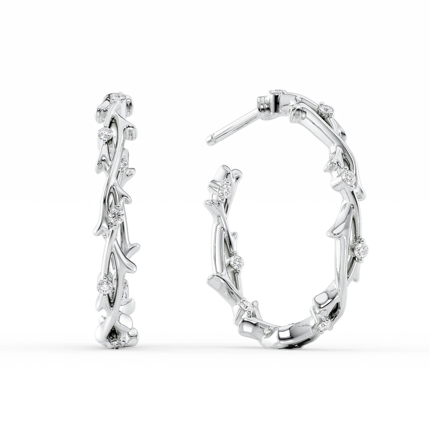 modern sleek crest ridge earrings-Twig Hoops