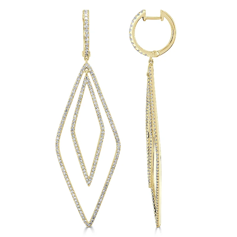 bold topaz peak ridge earrings-Joelle Diamond Dangle Diamond Shape Earrings 18K Gold 2 CT TDW