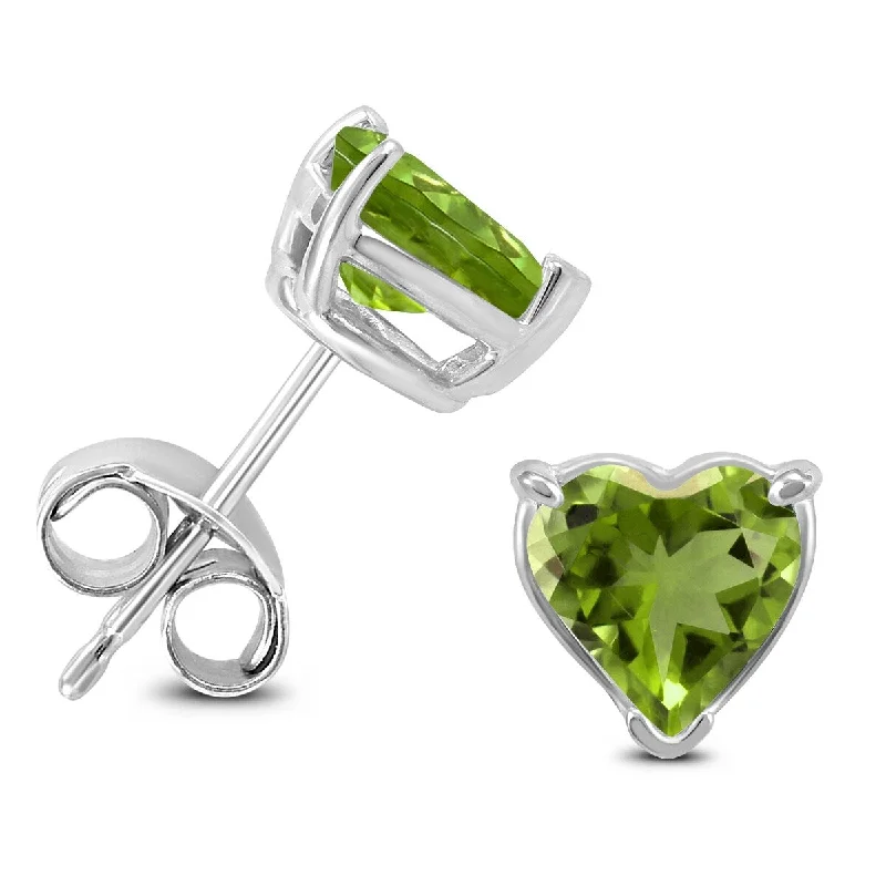 refined niobium drop earrings-Marquee 14K White Gold 5MM Heart Peridot Earrings